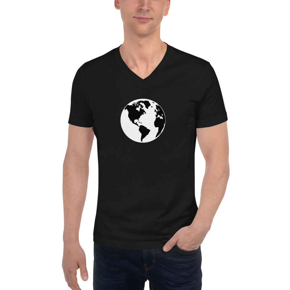 Short Sleeve V-Neck T-Shirt with Earth
