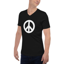 将图片加载到图库查看器，Short Sleeve V-Neck T-Shirt with Peace Symbol
