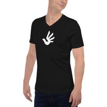 将图片加载到图库查看器，Short Sleeve V-Neck T-Shirt with Human Rights Symbol

