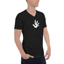 将图片加载到图库查看器，Short Sleeve V-Neck T-Shirt with Human Rights Symbol
