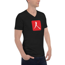 Load image into Gallery viewer, Short Sleeve V-Neck T-Shirt with Red Hanko Chop
