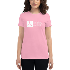 Women's short sleeve T-shirt with Box Logo and Tagline
