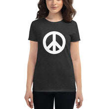 将图片加载到图库查看器，Women&#39;s short sleeve T-shirt with Peace Symbol
