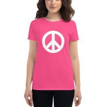 将图片加载到图库查看器，Women&#39;s short sleeve T-shirt with Peace Symbol

