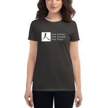Load image into Gallery viewer, Women&#39;s short sleeve T-shirt with Box Logo and Tagline
