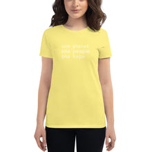 Load image into Gallery viewer, Women&#39;s short sleeve T-shirt with Six Words

