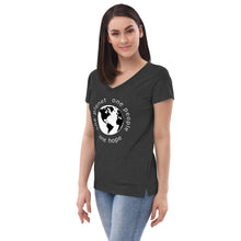 Load image into Gallery viewer, Women’s recycled V-neck with Earth and Globe Tagline
