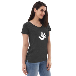 Women’s Recycled V-neck with Human Rights Symbol
