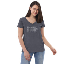 Charger l&#39;image dans la galerie, Women’s Recycled V-neck with Six Words
