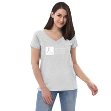 Load image into Gallery viewer, Women’s Recycled V-neck with Box Logo and Tagline
