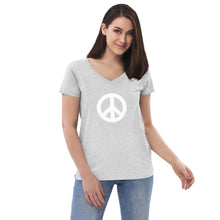 Load image into Gallery viewer, Women’s Recycled V-neck with Peace Symbol
