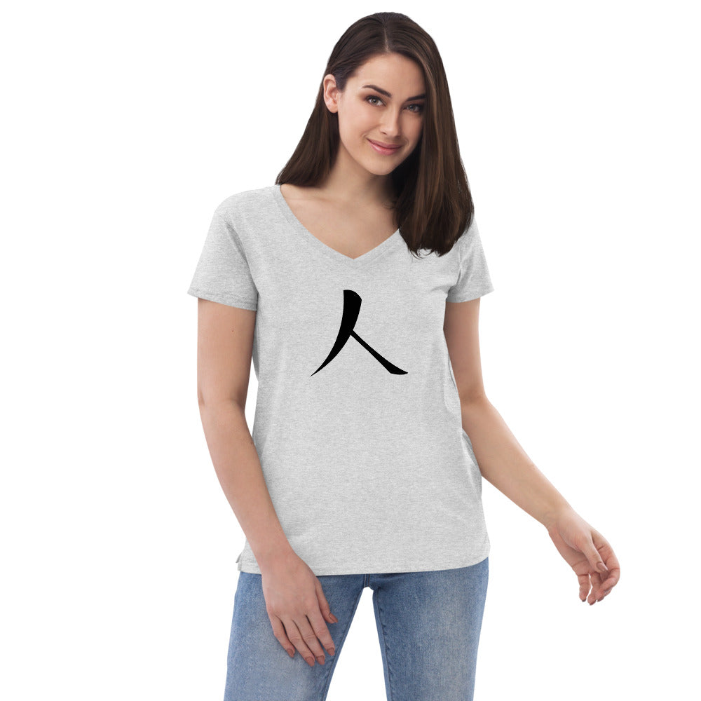 Women’s Recycled V-neck with Black Humankind Symbol