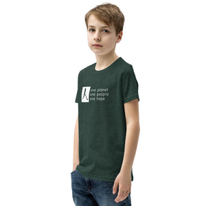 Youth Short Sleeve T-Shirt with Box Logo and Tagline