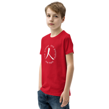 Load image into Gallery viewer, Youth Short Sleeve T-Shirt with Humankind Symbol and Globe Tagline
