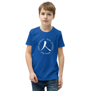 Youth Short Sleeve T-Shirt with Humankind Symbol and Globe Tagline